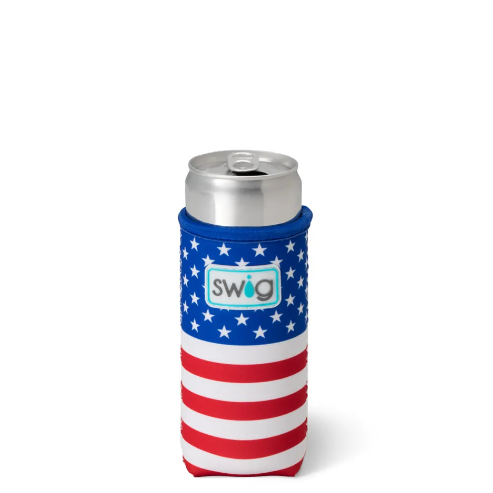 Swig Life Drink Coolies New Sizes!|All American^All American 12oz Neoprene Slim Can Coolie -