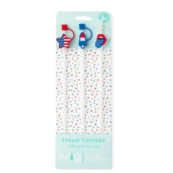 Swig Life Lids, Straws + More|All American^All American Patriotic Straw Topper Set -