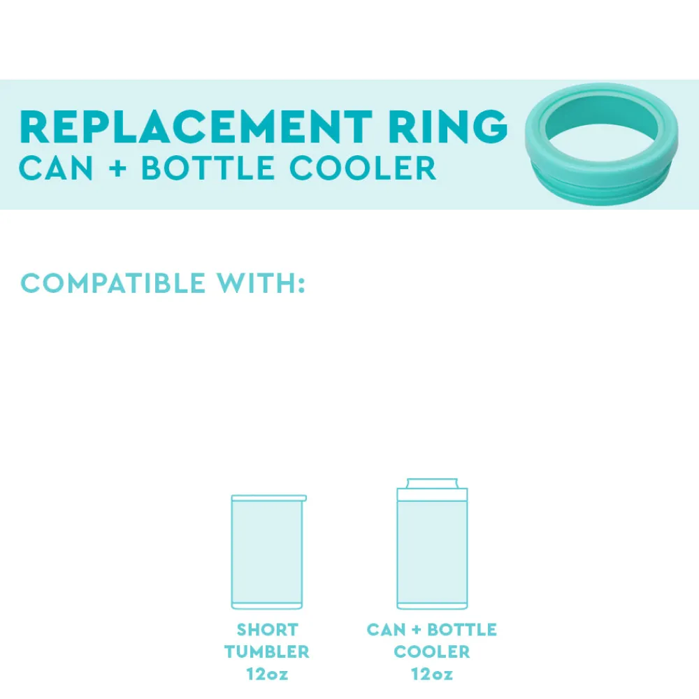 Swig Life Lids, Straws + More|Wine + Cocktails^Aqua Replacement Ring for 12oz Can + Bottle Cooler -