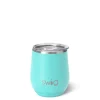Swig Life Wine + Cocktails|Solids^Aqua Stemless Wine 12oz