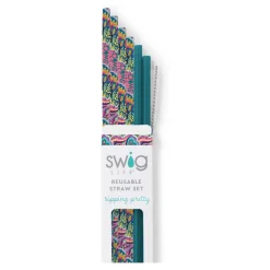 Swig Life Lids, Straws + More^Bazaar + Teal Reusable Straw Set -