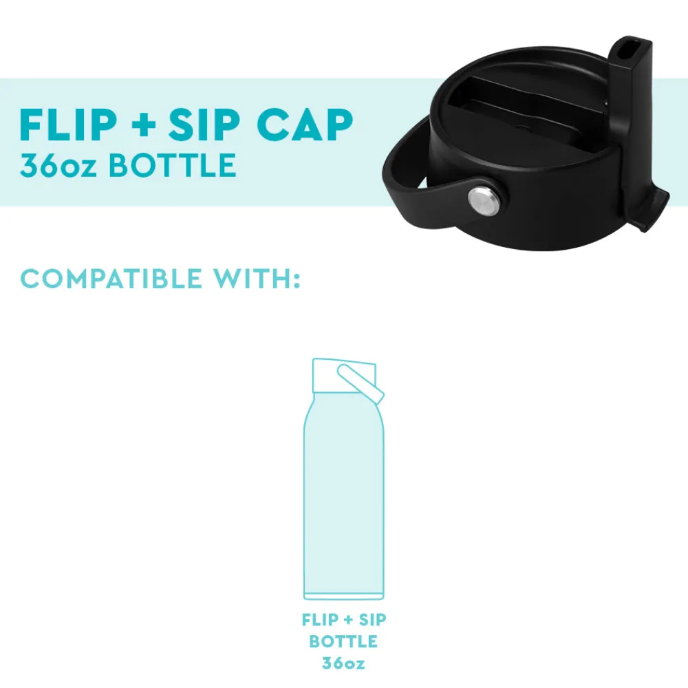 Swig Life Lids, Straws + More|Water Bottles^Black Flip + Sip Cap 36oz Bottle