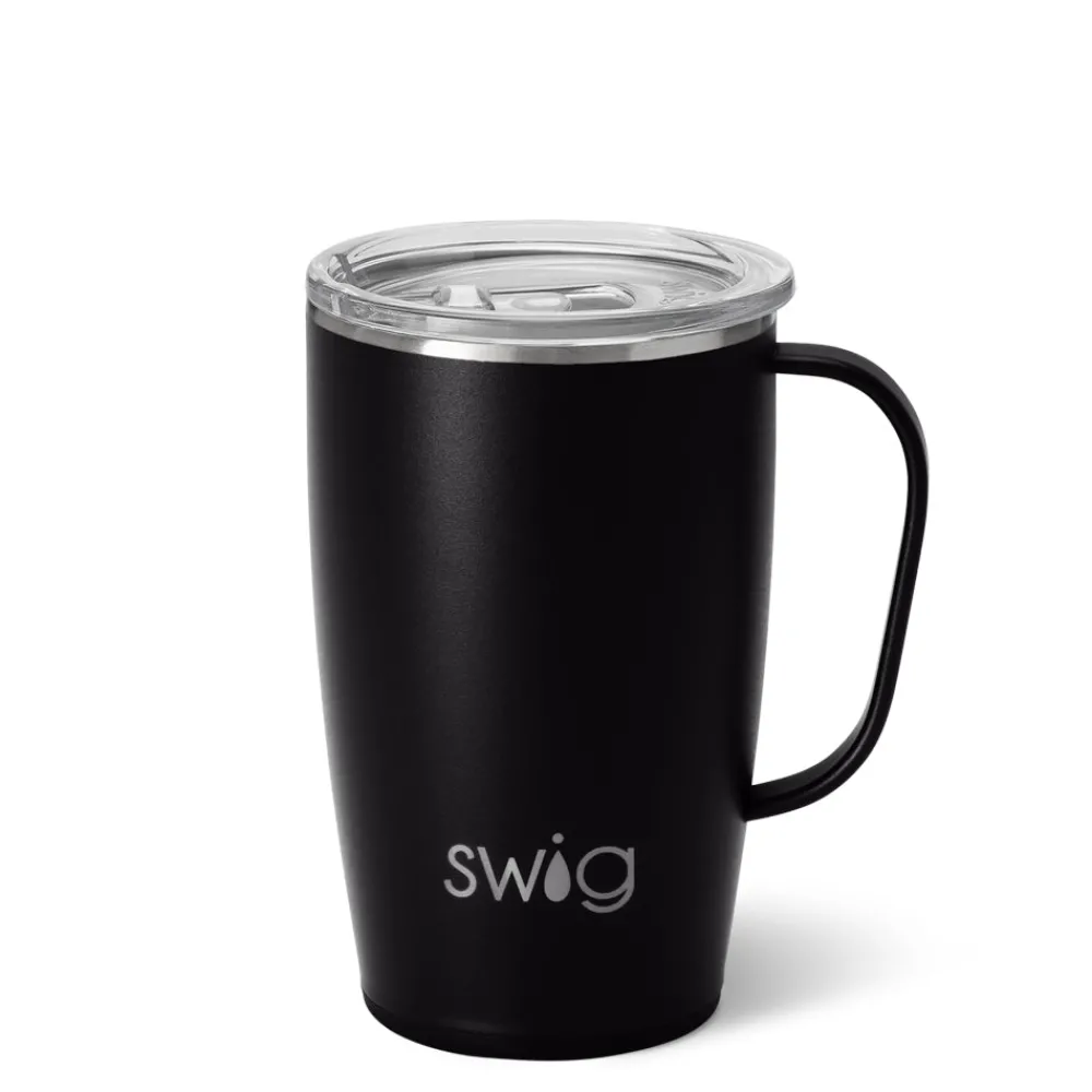 Swig Life Travel Mugs|Solids^Black Insulated Travel Mug (18oz) -