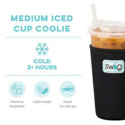 Swig Life Drink Coolies New Sizes!|Gameday^Black Medium Iced Cup Coolie