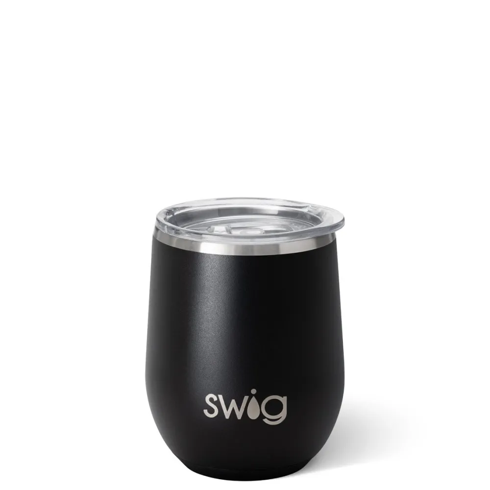 Swig Life Wine + Cocktails|Solids^Black Stemless Wine 12oz