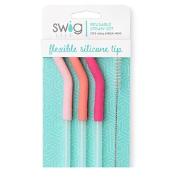 Swig Life Lids, Straws + More|Mega Mugs^Blush/Coral/Hot Pink Reusable Straw Set Mega Mugs