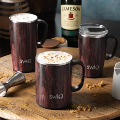Swig Life Travel Mugs|Bourbon Barrel^Bourbon Barrel 22oz Travel Mug with handle -