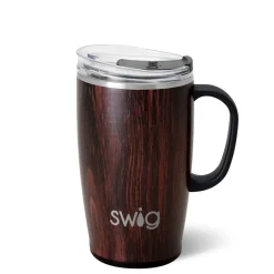 Swig Life Travel Mugs|Bourbon Barrel^Bourbon Barrel 18oz Travel Mug with handle -