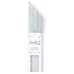Swig Life Lids, Straws + More|Bride To Be^Bride to Be + Silver Glitter Reusable Straw Set