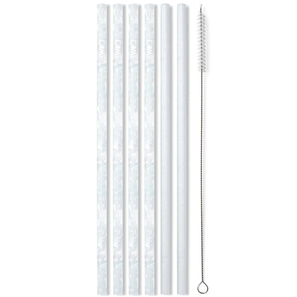 Swig Life Lids, Straws + More|Bride To Be^Bride to Be + Silver Glitter Reusable Straw Set