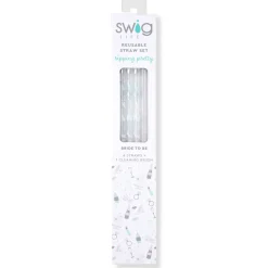 Swig Life Lids, Straws + More|Bride To Be^Bride to Be + Silver Glitter Reusable Straw Set