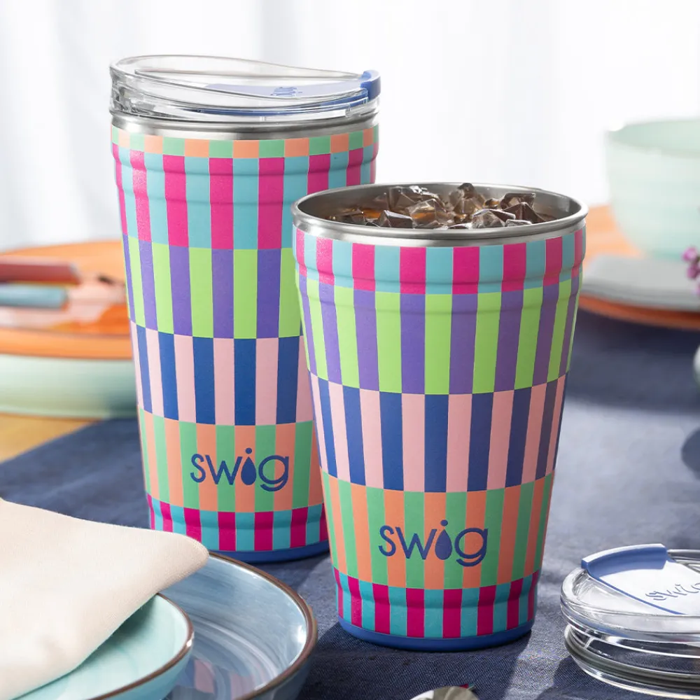Swig Life Tumblers New Sizes!|Brite Stripe^Brite Stripe Party Cup 24oz