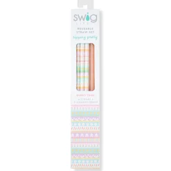 Swig Life Lids, Straws + More|Egg Hunt^Bunny Trail + Peach Glitter Reusable Straw Set