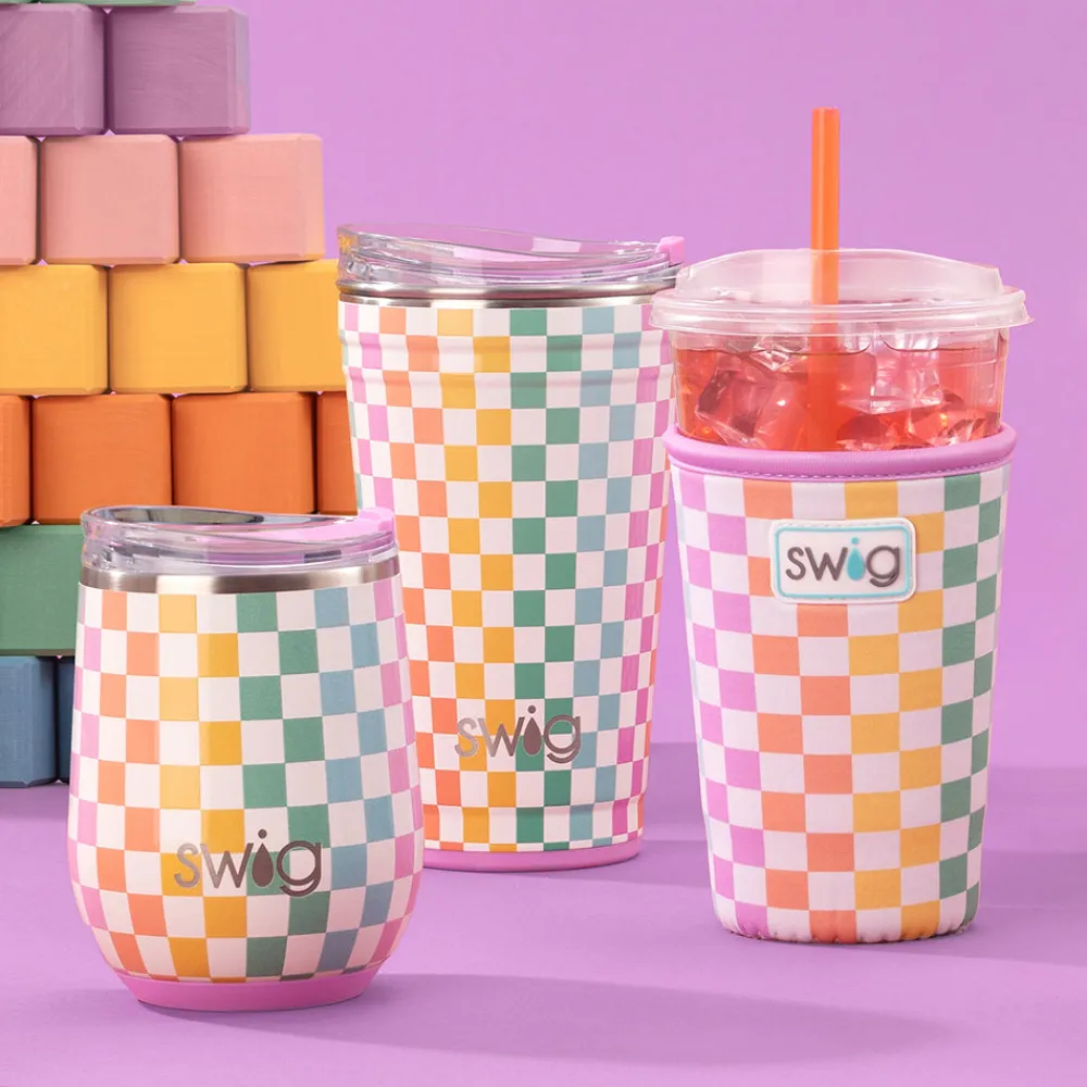 Swig Life Drink Coolies New Sizes!|Check Mate^Check Mate Medium Iced Cup Coolie