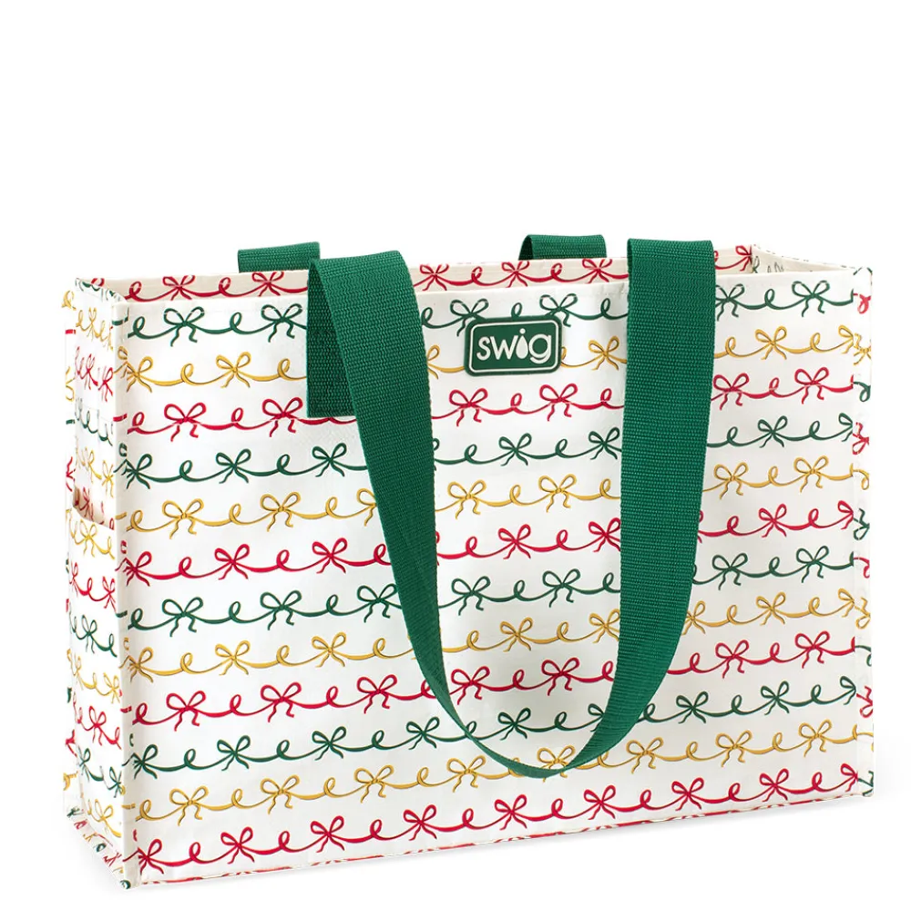 Swig Life Reusable Gift Bags|Christmas Bows^Christmas Bows Large Reusable Gift Bag