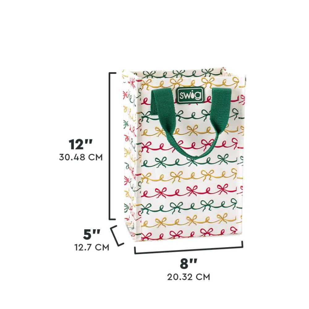 Swig Life Reusable Gift Bags|Christmas Bows^Christmas Bows Tall Reusable Gift Bag