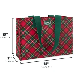 Swig Life Reusable Gift Bags|Christmas Plaid^Christmas Plaid Large Reusable Gift Bag