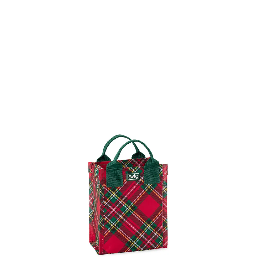 Swig Life Reusable Gift Bags|Christmas Plaid^Christmas Plaid Mini Reusable Gift Bag