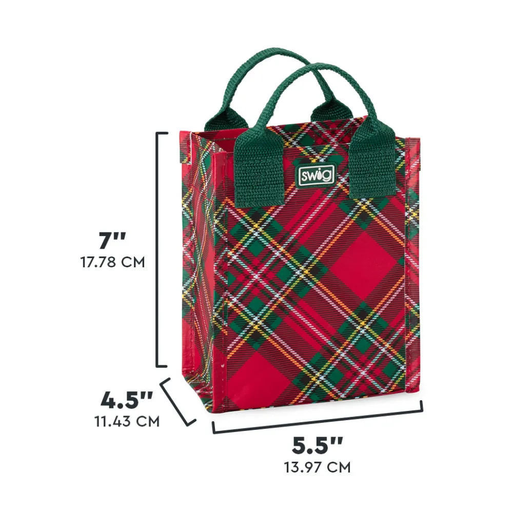 Swig Life Reusable Gift Bags|Christmas Plaid^Christmas Plaid Mini Reusable Gift Bag