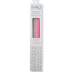 Swig Life Lids, Straws + More|Confetti^Confetti + Pink Reusable Plastic Straw Set -