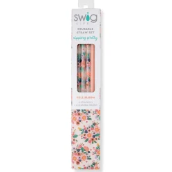 Swig Life Lids, Straws + More|Full Bloom^Full Bloom + Coral Reusable Straw Set