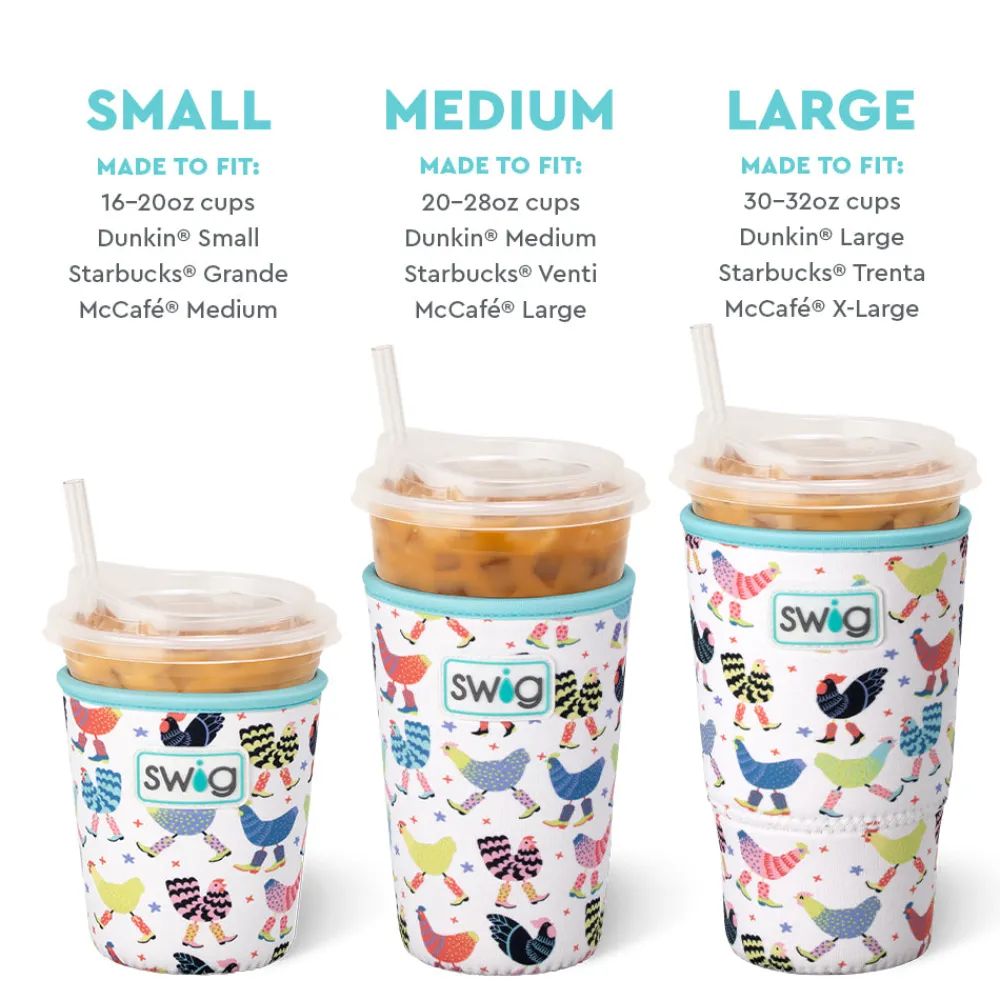 Swig Life Drink Coolies New Sizes!|Funky Chicken^Funky Chicken Medium Iced Cup Coolie