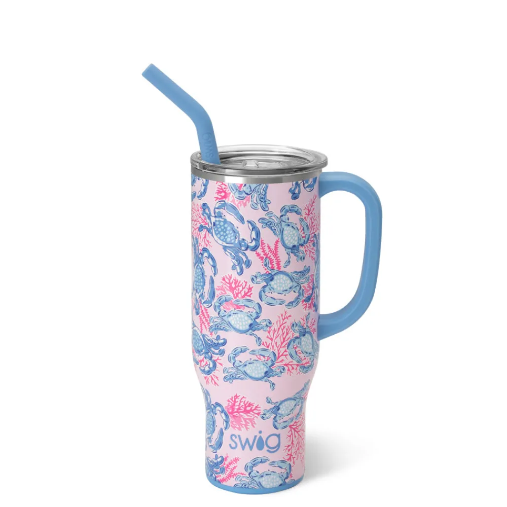 Swig Life Tumblers New Sizes!|Travel Mugs^Get Crackin' 30oz Blue Crab Mega Mug -