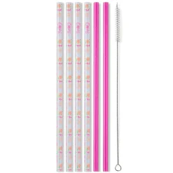 Swig Life Lids, Straws + More|Go Baby Go^Go Baby Go + Pink Glitter Reusable Straw Set