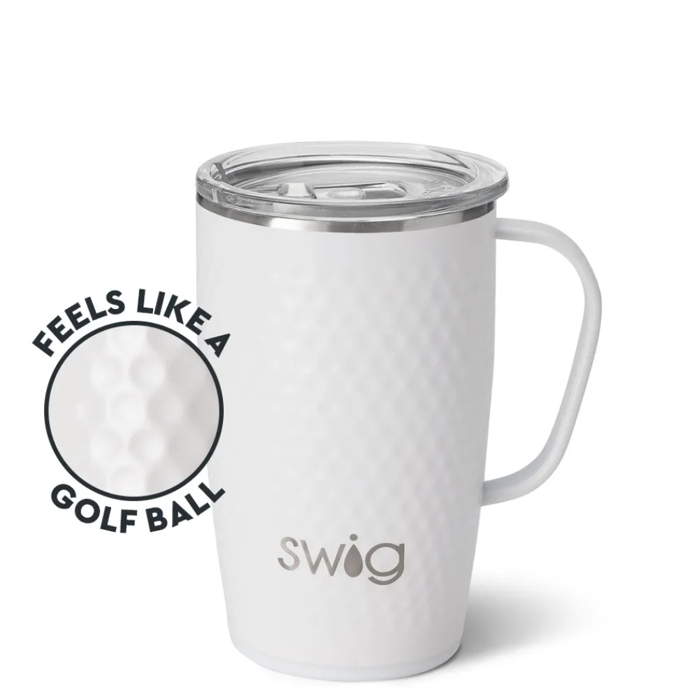 Swig Life Travel Mugs|Golf Ball^Golf Ball 18oz Travel Mug w/ Handle -