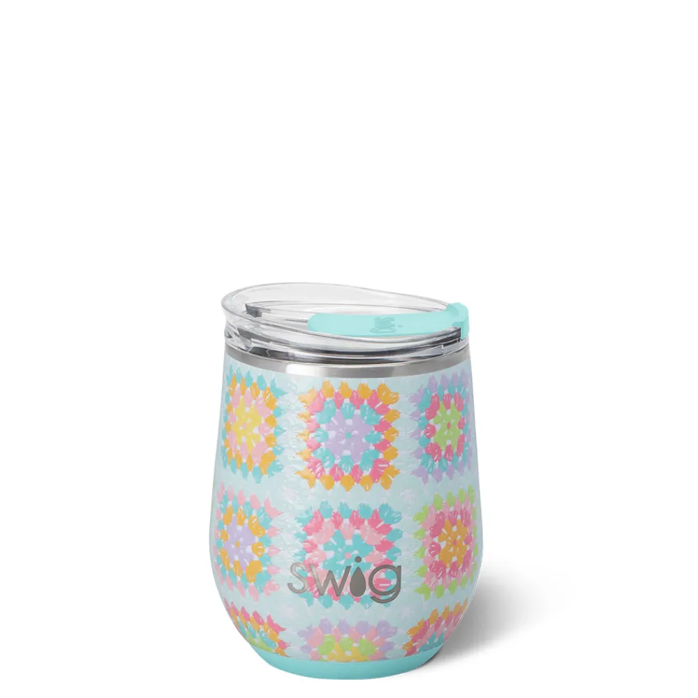 Swig Life Wine + Cocktails|Granny Squares Best Seller!^Granny Squares Stemless Wine 12oz