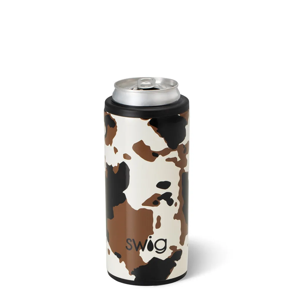 Swig Life Wine + Cocktails|Hayride^Hayride Cow Print 12oz Insulated Skinny Can Cooler -