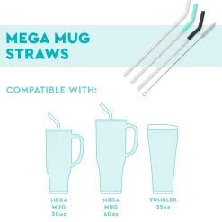 Swig Life Lids, Straws + More|Mega Mugs^Hydrangea/Royal/Navy Reusable Straw Set Mega Mugs