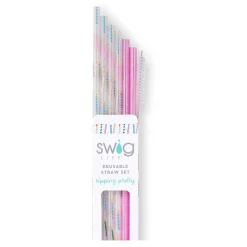 Swig Life Lids, Straws + More|Make A Wish^Make a Wish + Purple Glitter Reusable Straw Set