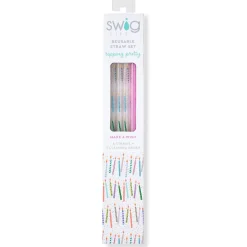 Swig Life Lids, Straws + More|Make A Wish^Make a Wish + Purple Glitter Reusable Straw Set