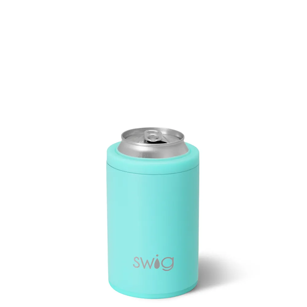 Swig Life Wine + Cocktails|Solids^Matte Aqua 12oz Insulated Can + Bottle Cooler -