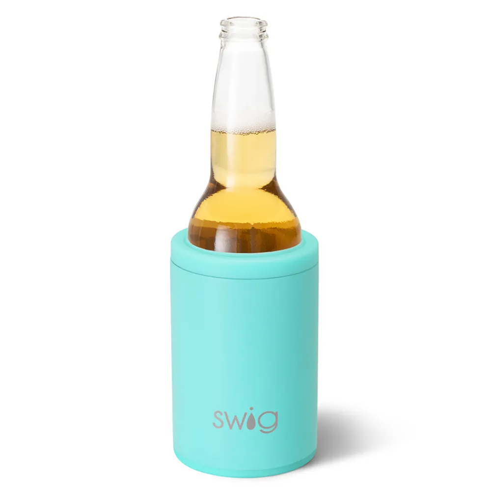 Swig Life Wine + Cocktails|Solids^Matte Aqua 12oz Insulated Can + Bottle Cooler -