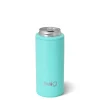 Swig Life Wine + Cocktails|Solids^Matte Aquamarine 12oz Insulated Skinny Can Cooler -