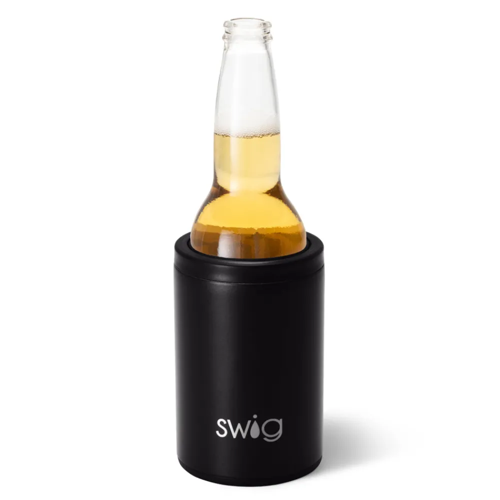 Swig Life Wine + Cocktails|Solids^Matte Black 12oz Can + Bottle Cooler -