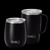 Swig Life Solids^Matte Black Travel Mug and Stemless Wine Cup Set -
