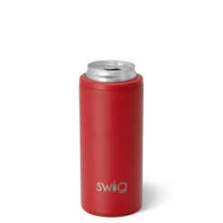 Swig Life Wine + Cocktails|Solids^Matte Crimson 12oz Insulated Skinny Can Cooler -