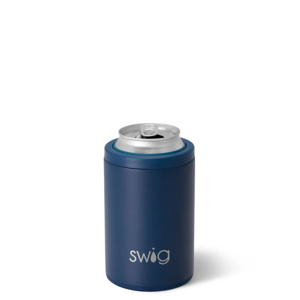 Swig Life Wine + Cocktails|Solids^Matte Navy 12oz Insulated Can + Bottle Cooler -