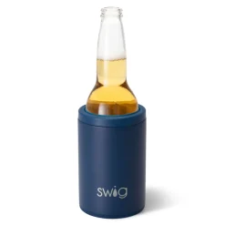 Swig Life Wine + Cocktails|Solids^Matte Navy 12oz Insulated Can + Bottle Cooler -