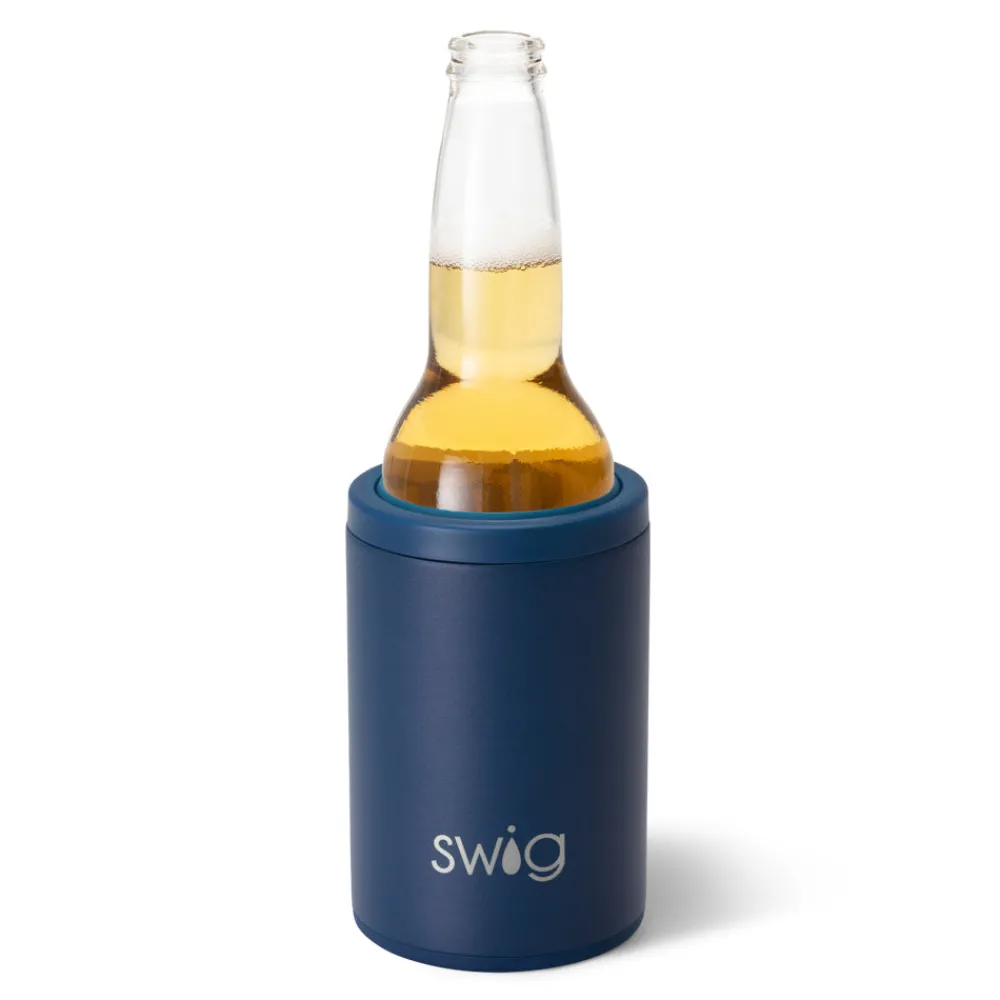 Swig Life Wine + Cocktails|Solids^Matte Navy 12oz Insulated Can + Bottle Cooler -