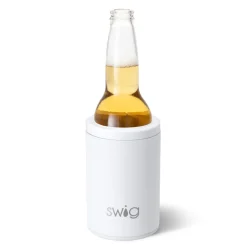 Swig Life Wine + Cocktails|Solids^Matte White 12oz Insulated Can + Bottle Cooler -