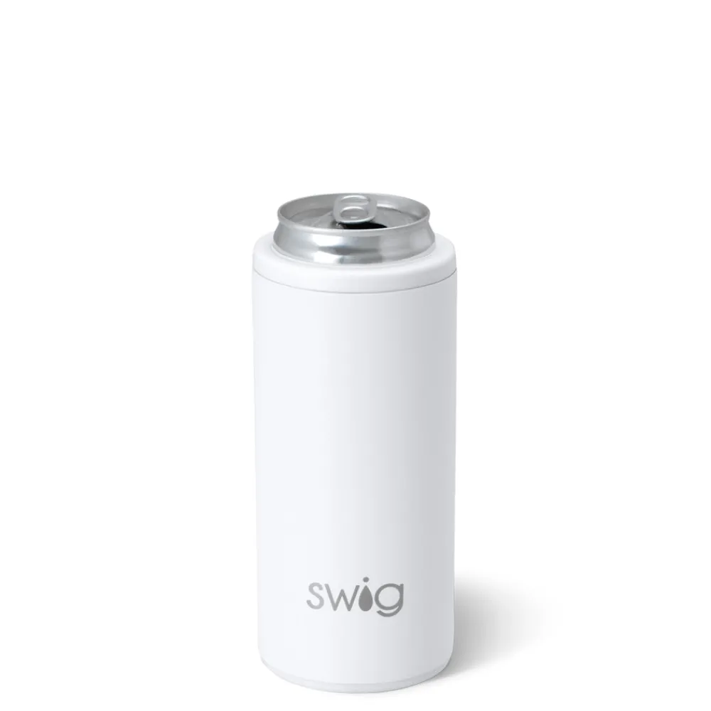 Swig Life Wine + Cocktails|Solids^Matte White 12oz Insulated Skinny Can Cooler -