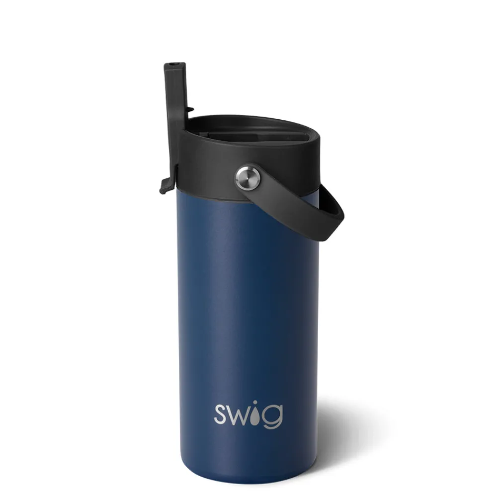 Swig Life Tumblers New Sizes!|Water Bottles^Navy Flip + Sip Slim Tumbler (12oz) -
