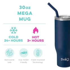 Swig Life Tumblers New Sizes!|Travel Mugs^Navy Mega Mug 30oz