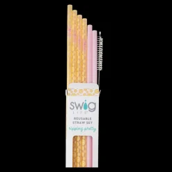 Swig Life Lids, Straws + More|Oh Happy Day^Oh Happy Day + Pink Reusable Straw Set -