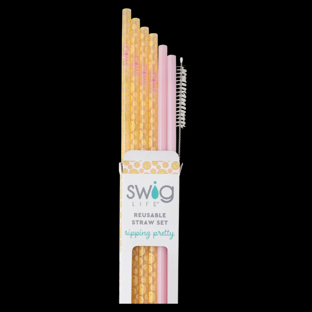 Swig Life Lids, Straws + More|Oh Happy Day^Oh Happy Day + Pink Reusable Straw Set -