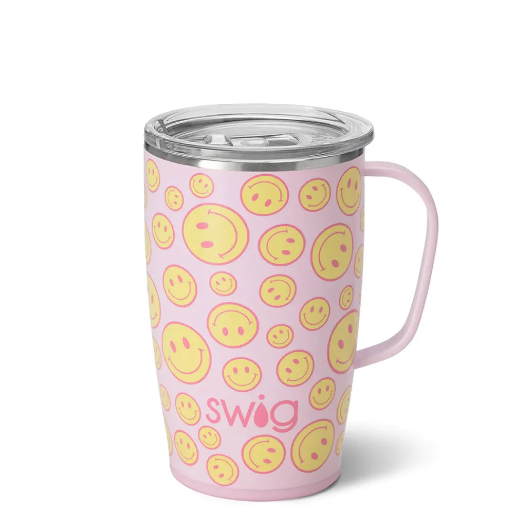 Swig Life Travel Mugs|Oh Happy Day^Oh Happy Day 18oz Travel Mug W/ Handle -